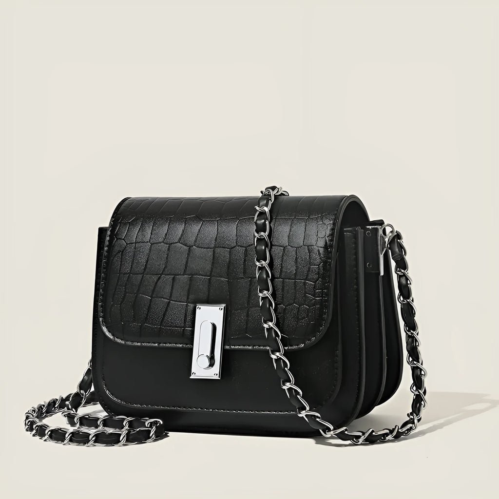 Soft PU women's crossbody shoulder bag with sandwich pockets and phone compartment in horizontal square shape