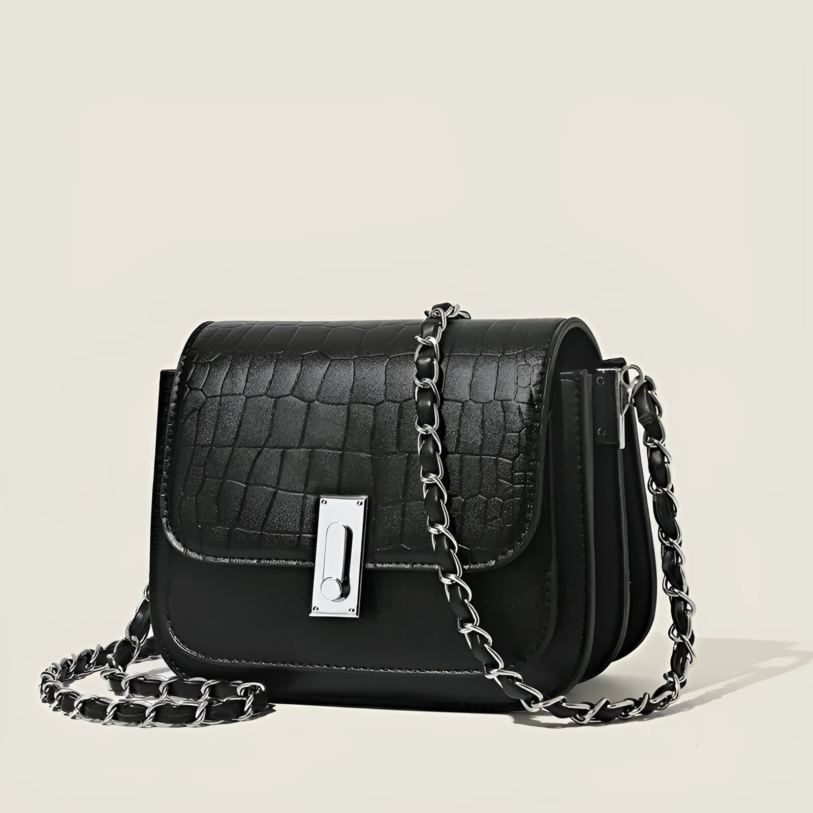 Soft PU women's crossbody shoulder bag with sandwich pockets and phone compartment in horizontal square shape