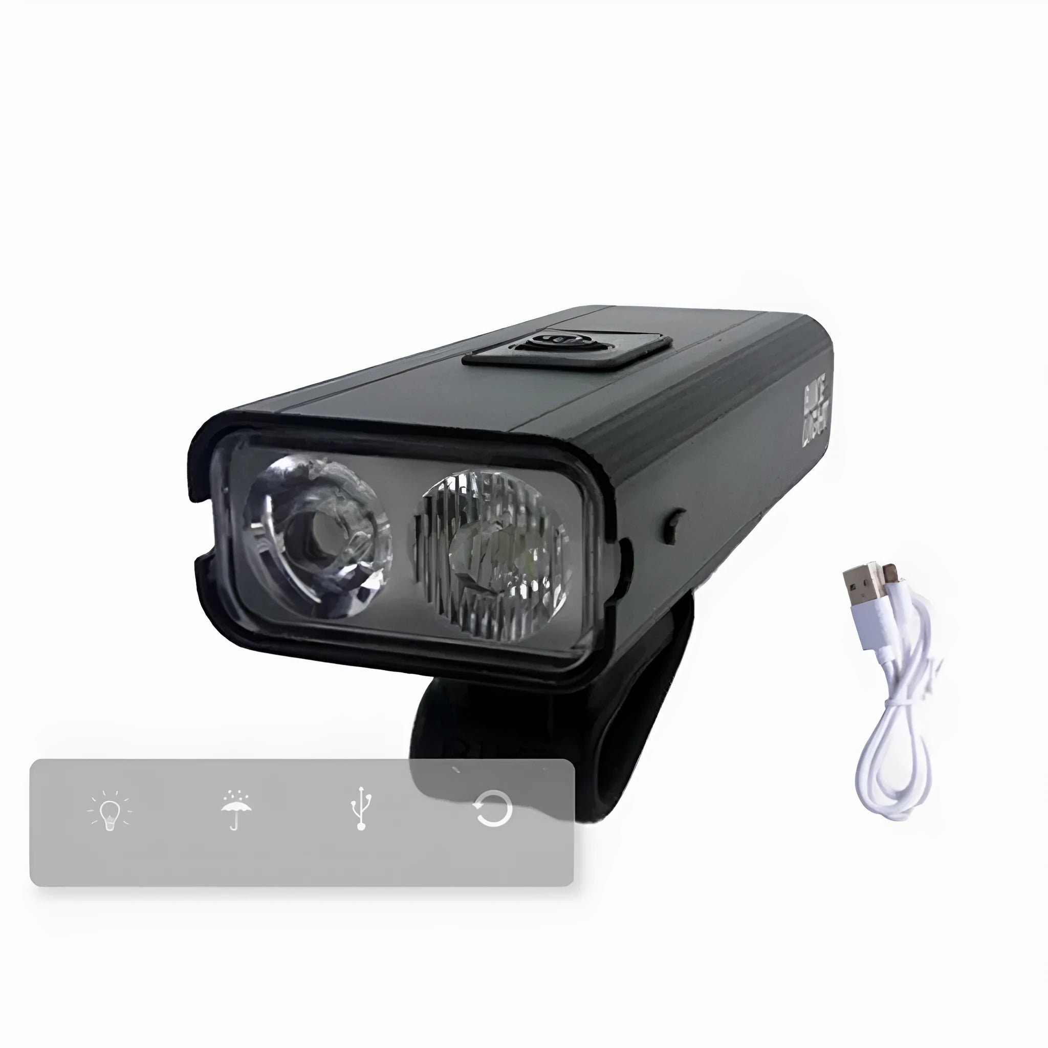 Mountain bike night light with 1000 lumens high beam and red blue flashing mode mounted on handlebar