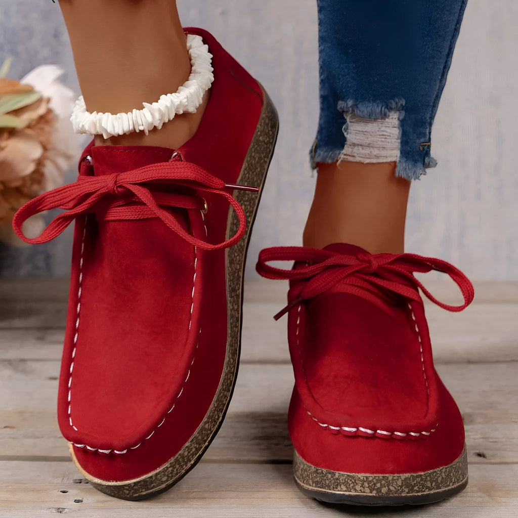 Plus size women's flat shoes with elastic band, PU upper, rubber sole, round toe, available in multiple colours