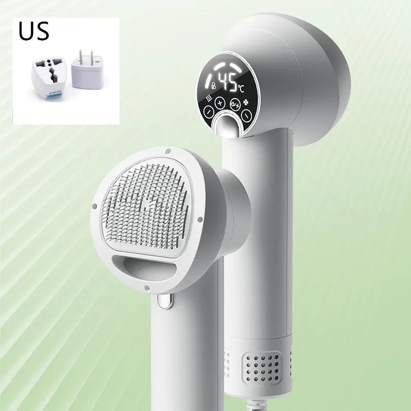 Smart pet hair dryer in white with blow and comb function for dog cat grooming