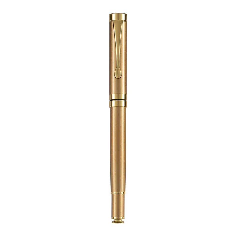 Metal fountain pen with gold clip and 0.5mm F nib for calligraphy practice