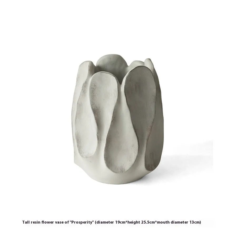 Irregular artistic ceramic vase in magnesium clay for flower arrangements, available in high and low style options
