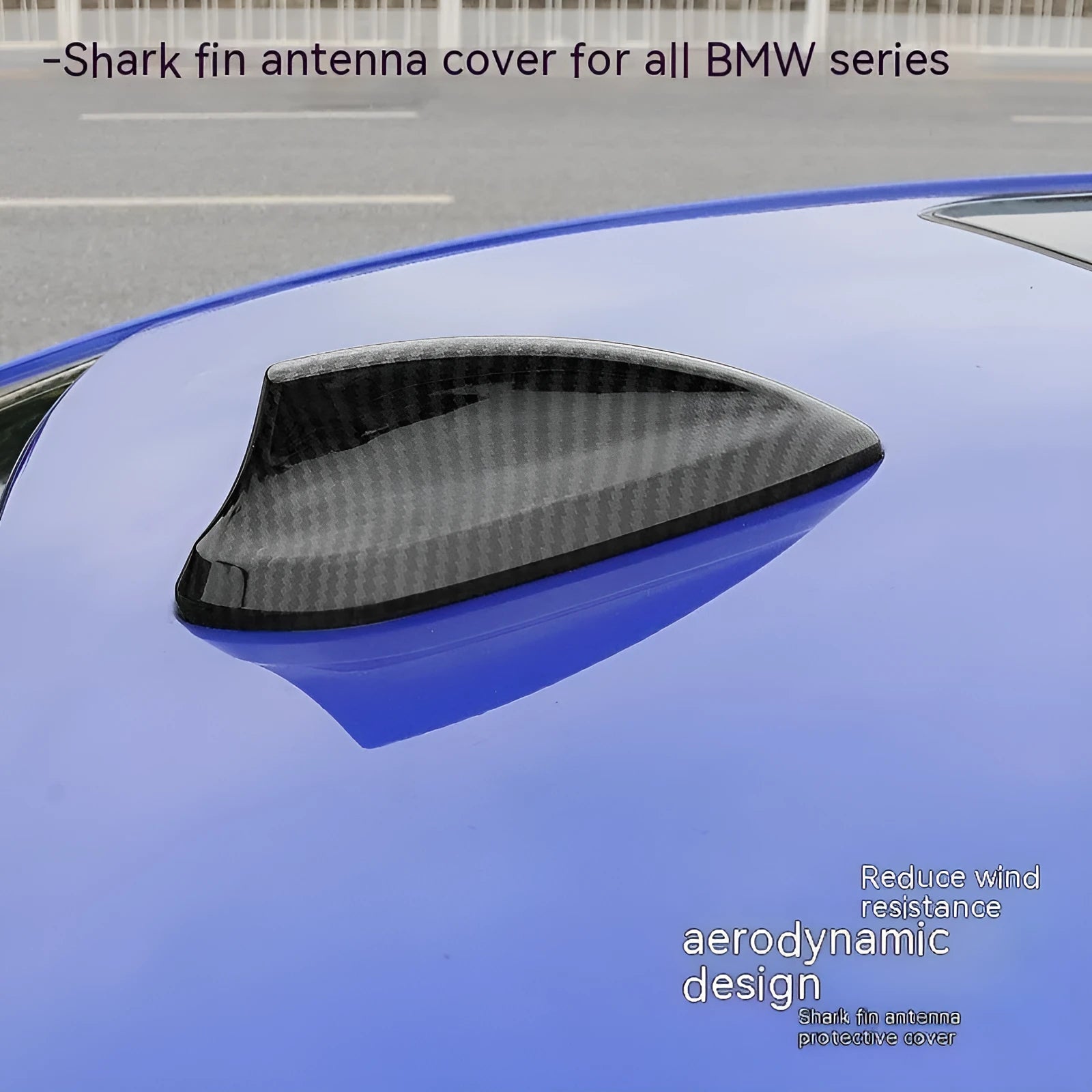 BMW shark fin antenna cover replacement in carbon fibre and piano black finishes
