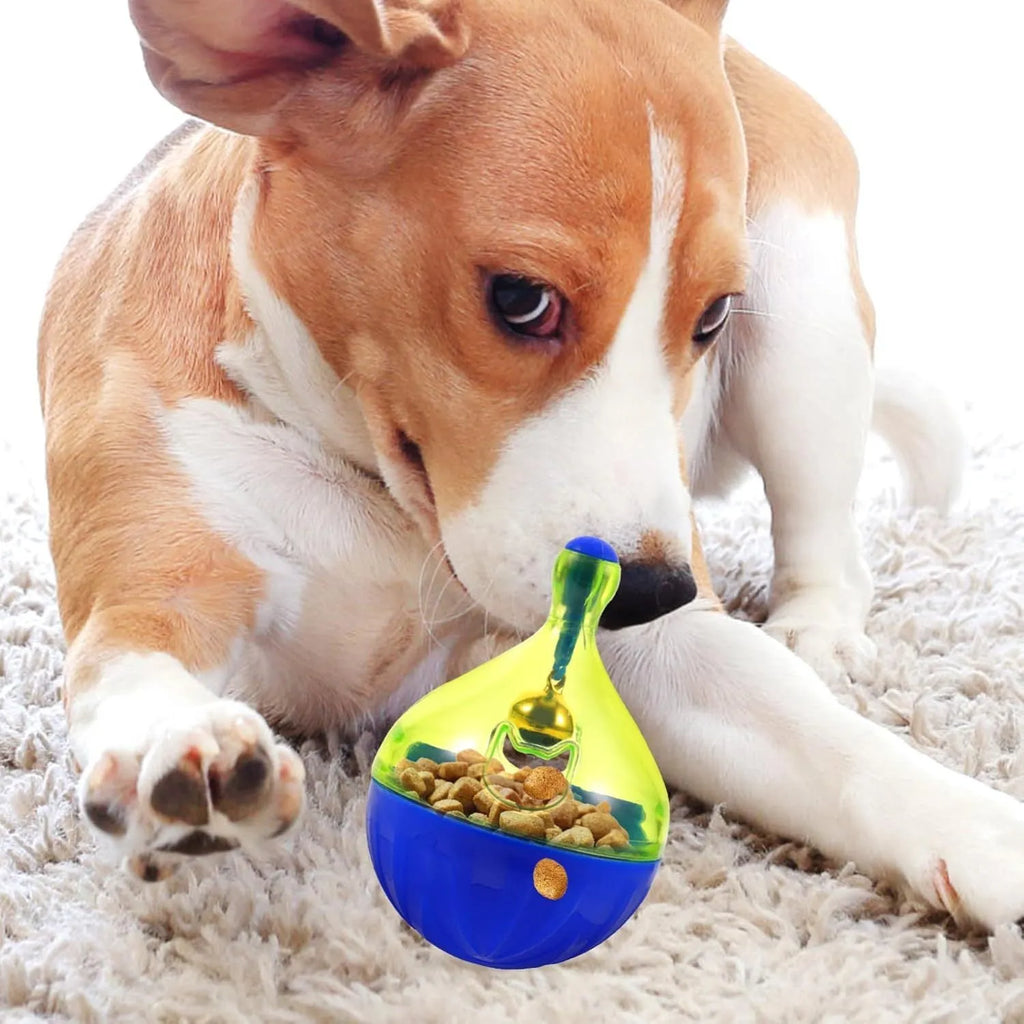 Interactive dog treat ball dispenser tumbler toy in size L, 14x10x10cm lightweight design for small medium pets