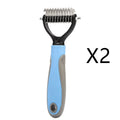 Effective Removing Knots Pet Knot Comb in blue with 17 stainless steel teeth, plastic handle, on white background