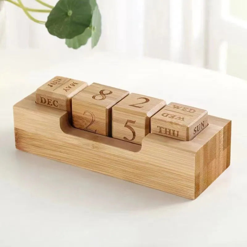 Solid wood simple modern calendar desk on a wooden surface