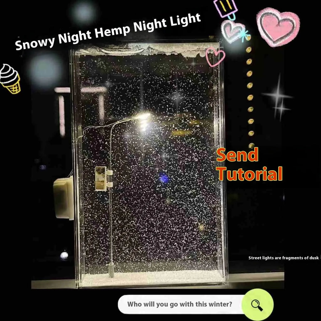 DIY snowy night light kit with LED Christmas street lights and flowing snow landscape scene