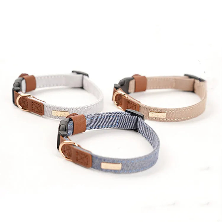 Anti-lost mohair dog collar with hand holding rope in cement gray colour for small breeds