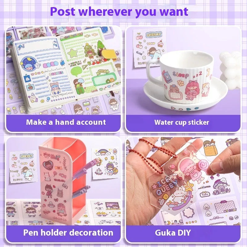 Children's sticker card notebook set with multiple colourful printed designs