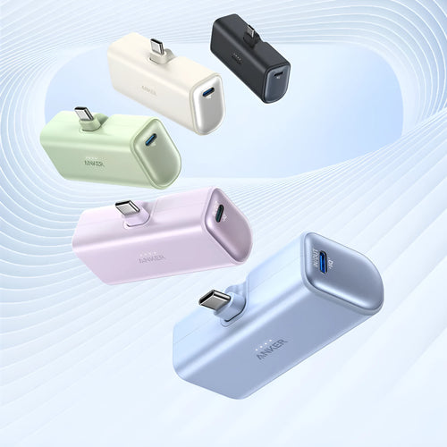 Small capsule-shaped portable power bank with Type-C port in various colours