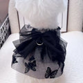 Black polyester princess tulle skirt for a small dog or cat, shown on a mannequin.