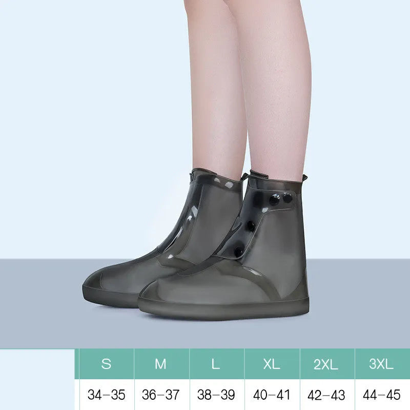 White PVC women's reusable waterproof shoe covers with high top design