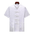 Traditional Chinese-style mulberry silk Tang suit for men in light green.