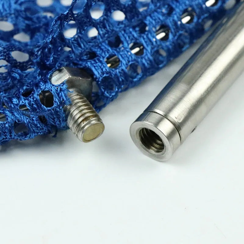 Portable retractable foldable table tennis ball picking net with stainless steel frame and blue four-corner net