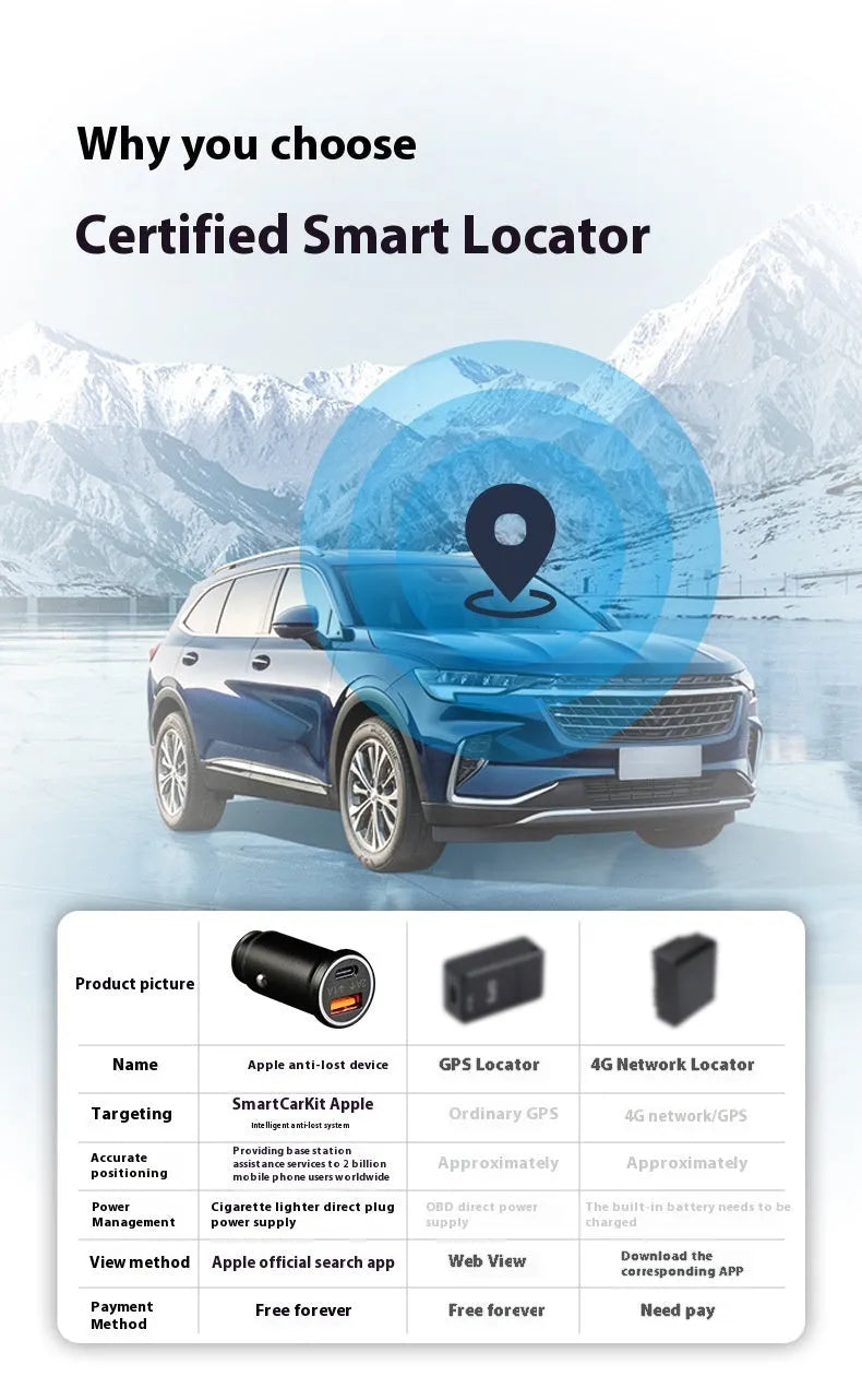 Black GPS car locator tracker device for vehicle security with charging port connection