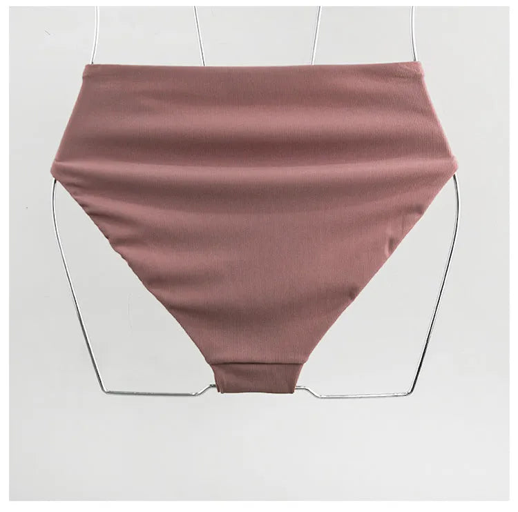 Women's bubble sleeve lace-up bow bikini split swimsuit in picture colour with nylon and spandex material