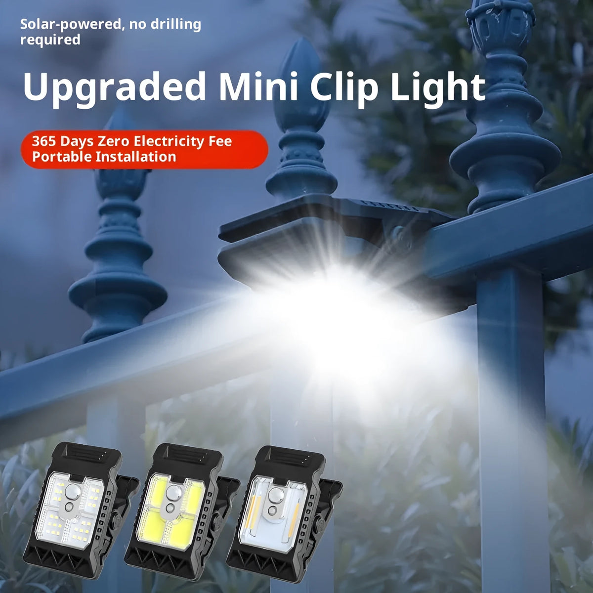 Upgrade intelligent induction solar clip lamp outdoor yard light 7.6x11.2cm
