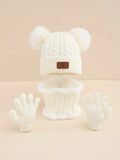 Children's hat scarf gloves three-piece set in acrylic, dome hat, scarf and gloves in pink, gray, lotus root, black, white, camel