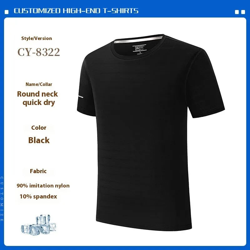 Quick-drying waterproof oil-proof antifouling round neck short sleeve work shirt in straight cut solid colour