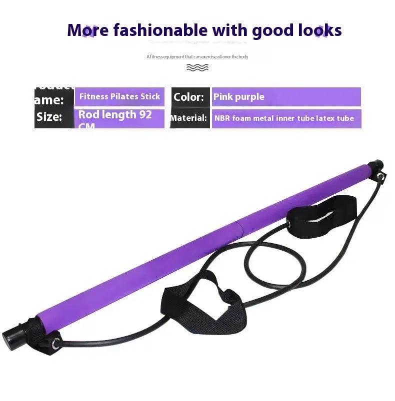 Adjustable fitness pulling rope in purple, pink, blue, or black colours for hip training and yoga