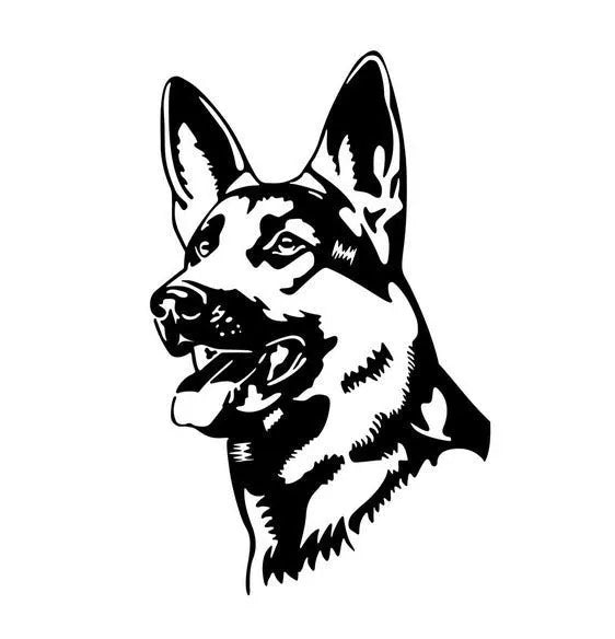 Reflective Alsatian Shepherd dog car bumper sticker in multiple colour options