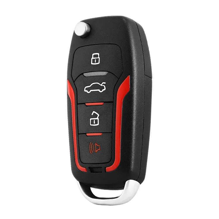 Red and frosted black one-way car alarm remote control system with two remotes for vehicle security