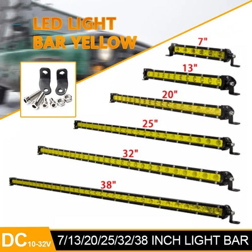 25-inch long silver aluminium single row LED car light bar with mounting brackets