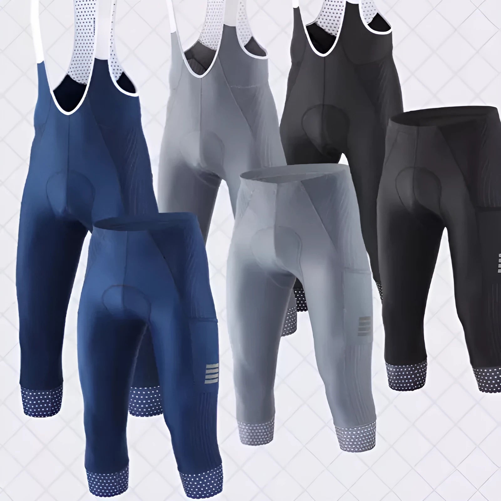 Black seven-inch cycling shorts with a shock-absorbing strap and double pockets, shown with an included cycling cushion.
