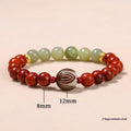 Red rosewood and gray jade Bodhi Lotus bracelet with 8mm beads in geometric design