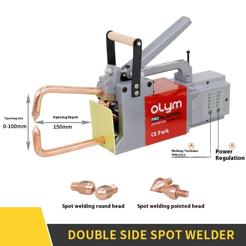 OL8000 double-sided spot welding machine with round and pointed welding heads