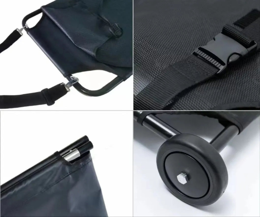 Large black aluminium alloy foldable pet stretcher for dog emergency transport