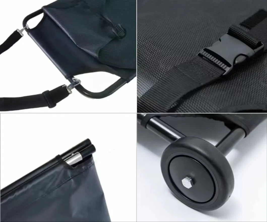 Large black aluminium alloy foldable pet stretcher for dog emergency transport