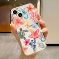 Transparent TPU anti-fall phone case for Apple iPhone with painted turtle and dolphin shell pattern, soft shell design