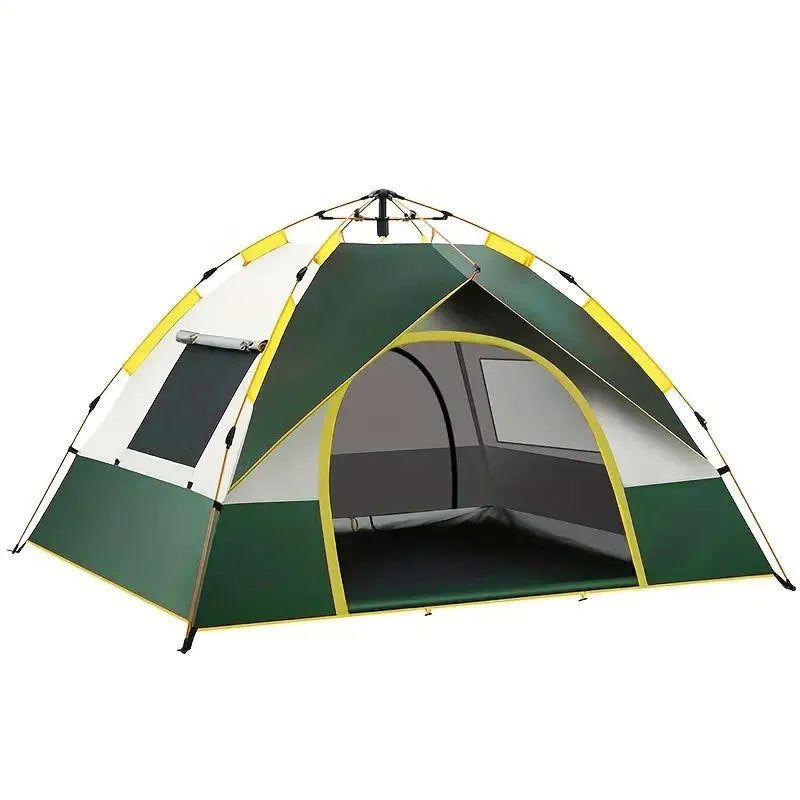 Dark green automatic quick-open camping tent for 3-4 people with waterproof construction