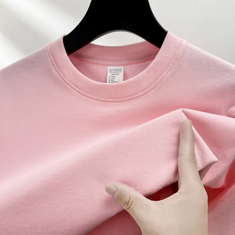 Men's thin cotton drop shoulder t-shirt in solid colour on hanger
