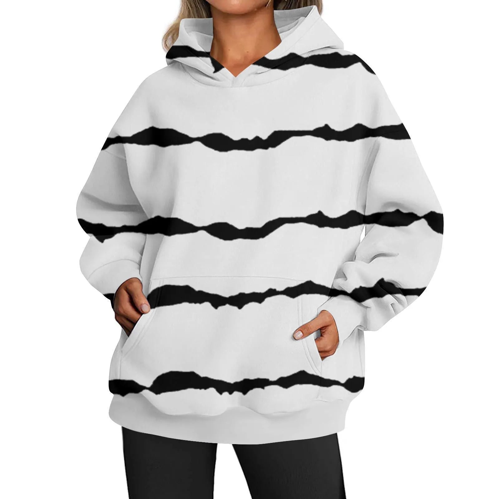 Ladies casual printed hooded top in polyester with hood, multiple colour options and sizes available