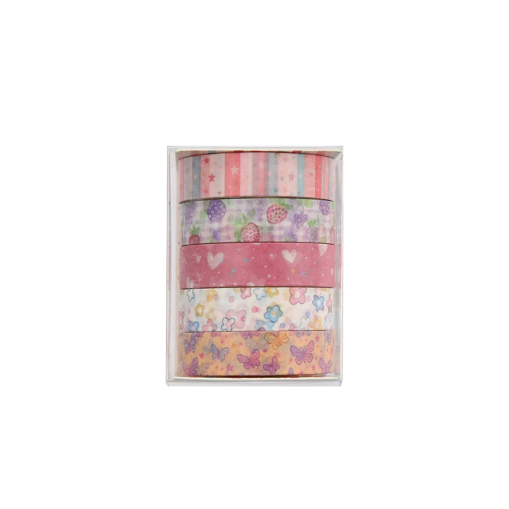 Twelve floral collage diary stickers in Korean Ins style on Japanese paper with strawberry milk designs, each 5.2 x 4 cm