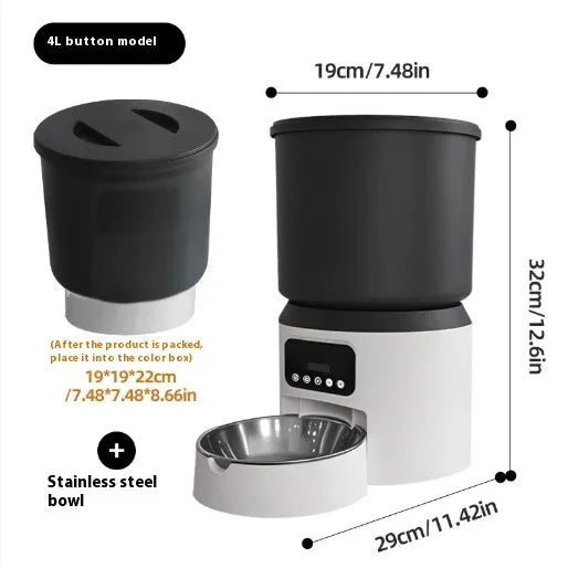 4L smart pet feeder with timing and remote monitoring featuring rotatable camera and stainless steel bowl options