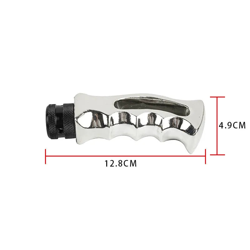 Knife handle shaped car gear shift knob in black resin and imitation metal with screws and sleeve