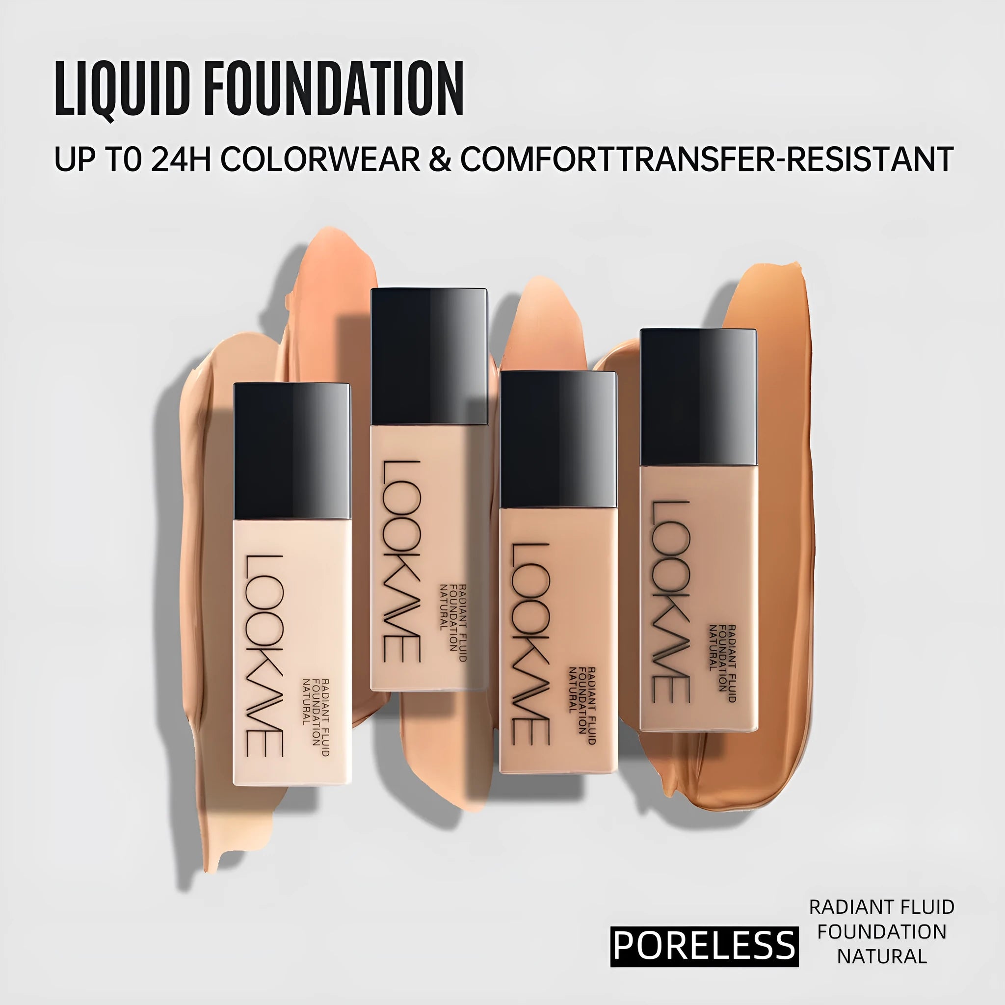 LOOKAVE matte liquid foundation bottle in Ivory White shade, 21g size