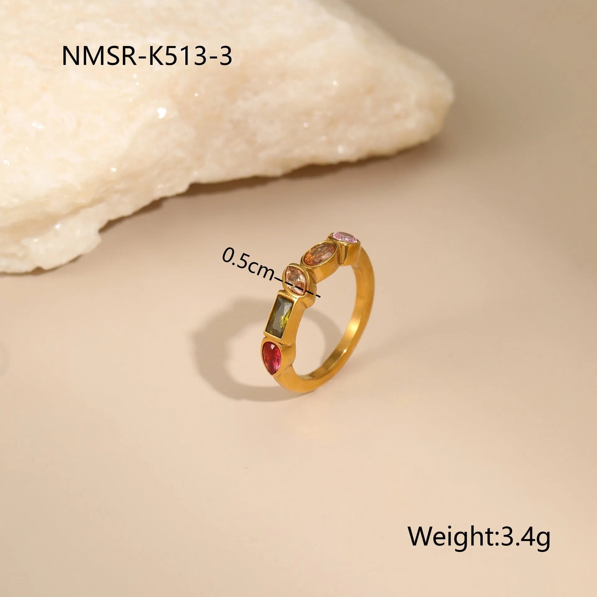 Geometric gold plated jewellery set with necklace, ring, and earrings featuring zircon elements