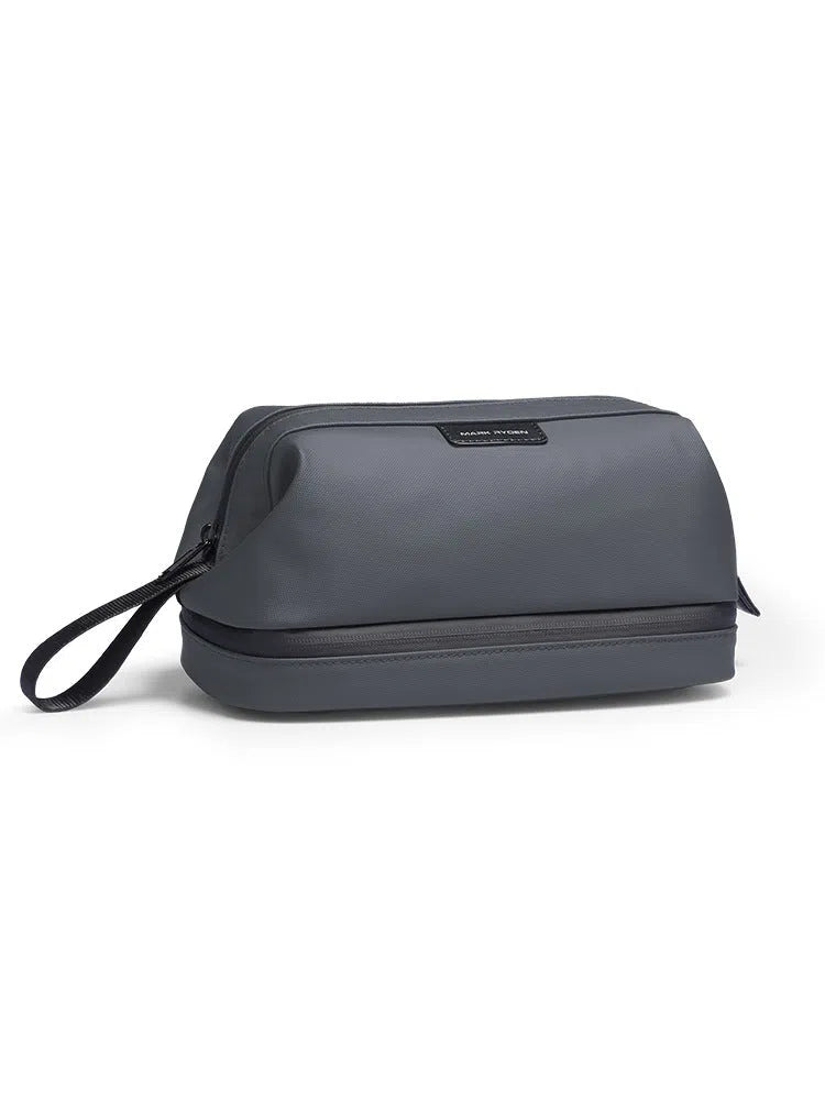 Men's large capacity toiletry bag made of oxford cloth in solid black colour for travel