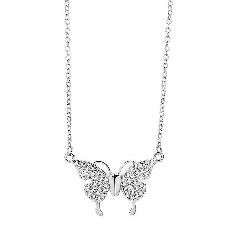 Gold titanium steel women's necklace with magnetic butterfly clasp and twisted chain.
