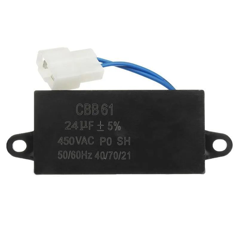 Black CBB61 generator capacitor 24uF 400V-450VAC 80x40x25mm for Lilan voltage regulator accessories