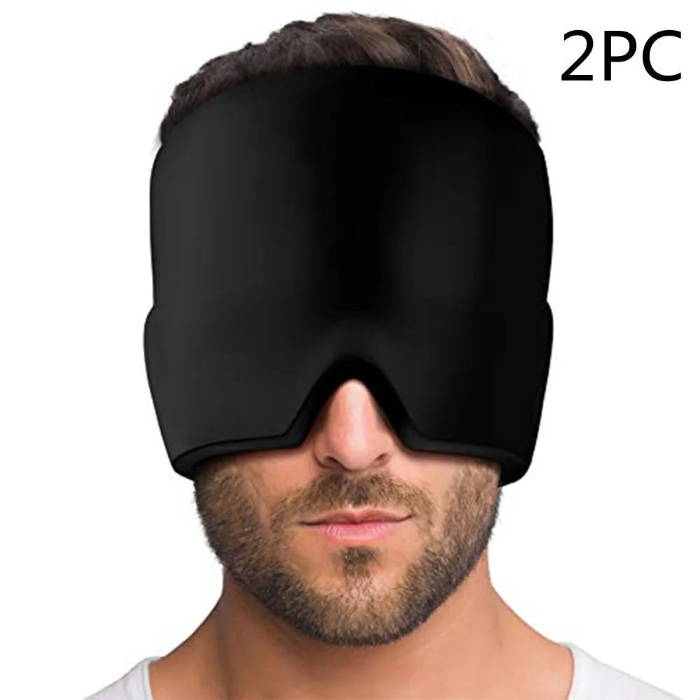 Elastic cloth gel eye mask for headache relief in black, pink or sky blue colours