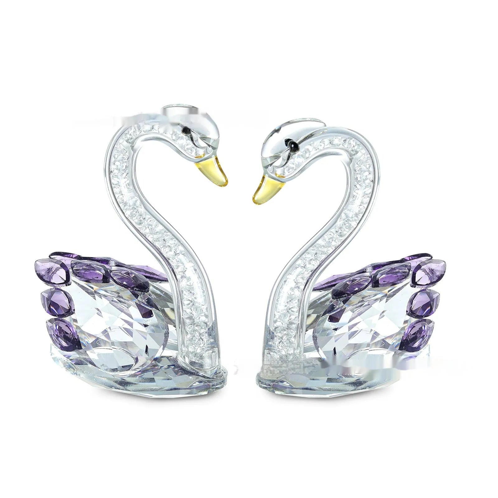 Crystal swan desktop decoration in red, blue, pink, or purple colours