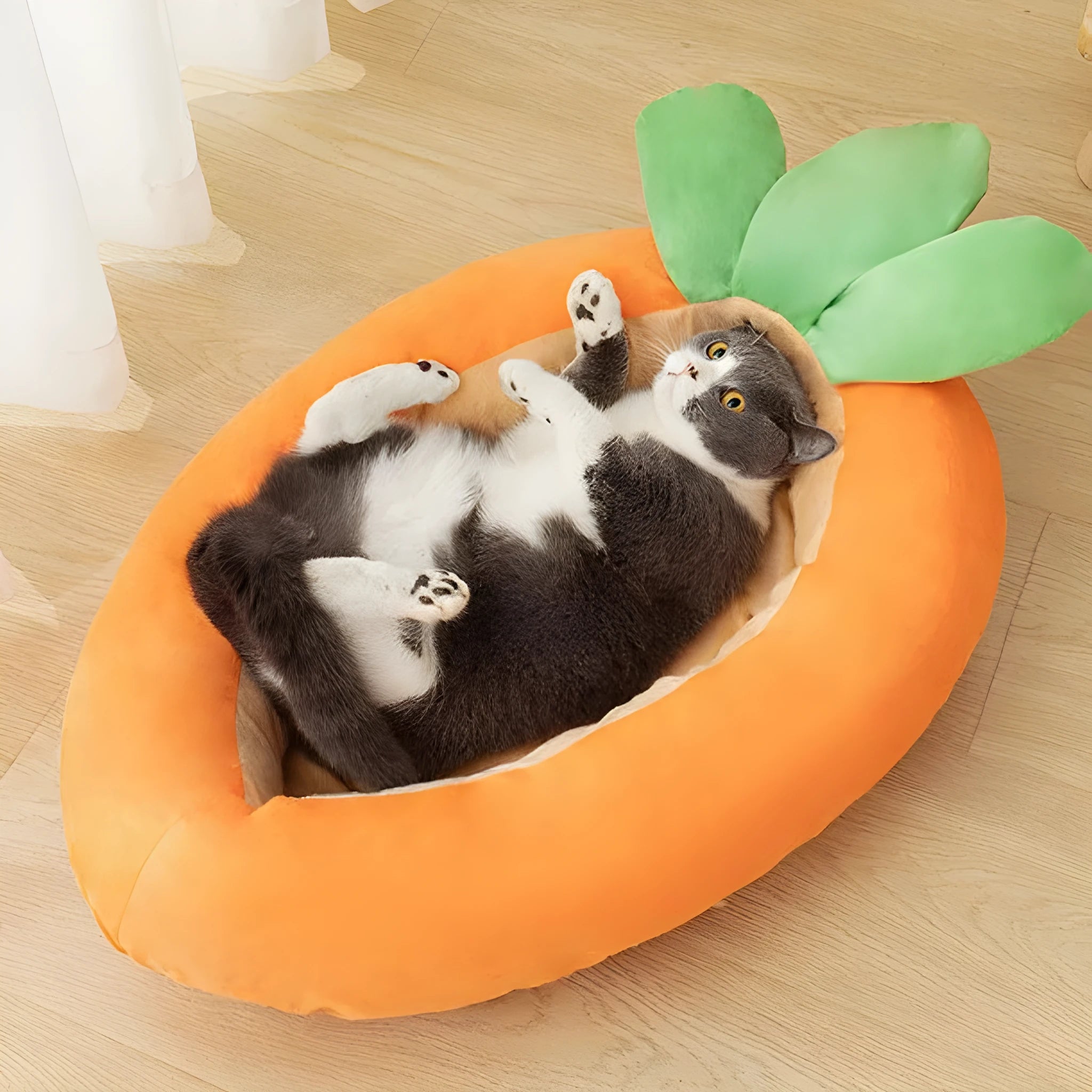 Cartoon carrot pattern double-sided pet mattress with removable cloth cover for dogs