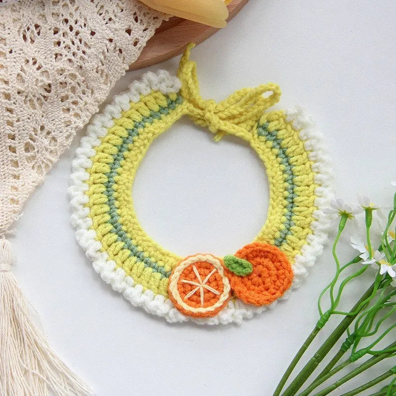 Handmade embroidered cotton scarf collar for small dog photo decoration in colourful print design