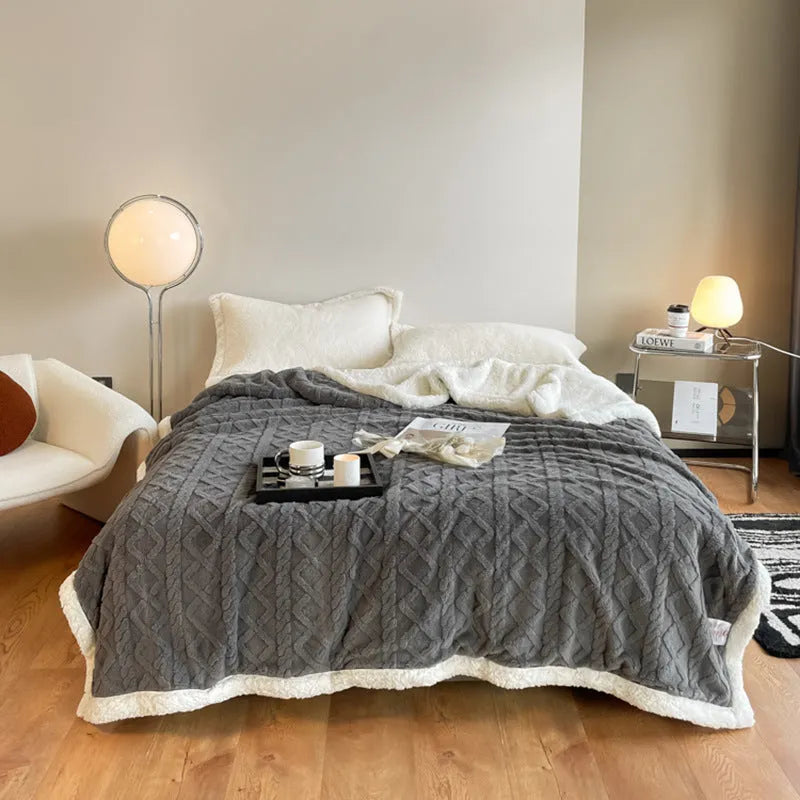 Polyester winter blanket in tea green colour showing thermal flannel texture and rectangular shape